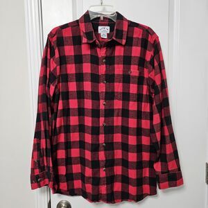 Blue Mountain Buffalo Check Flannel Shirt Men's Medium Black Red Outdoors Hiking